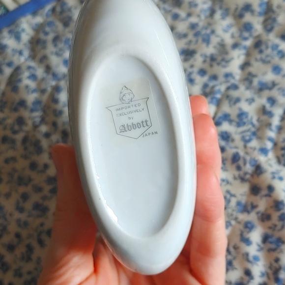 Vase Vintage 80's Japanese (Abbott)white white, Pink+grey Iris and 3D butterfly - Picture 2 of 4